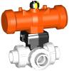 3-Wege Kugelhahn Typ 287, elektrisch oder pneumatisch, DN 10 - DN 50horizontal/L-Bohrung