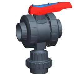 3-Weg Kugelhahn Typ 544 PVC-U Vertikal 3-Bein Kugel mit Kebemuffen metrisch 