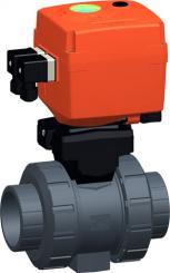 Kugelhahn Typ 127 PVC-U 100-230V Mit integrierter Handnotbetätigung Mit Klebemuffen metrisch 