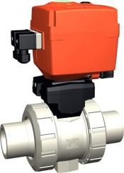 PROGEF Standard Kugelhahn Typ 127 100-230V Mit integrierter Handnotbetätigung Mit Muffenschweissstut 