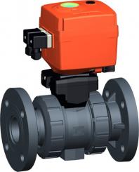 Kugelhahn Typ 127 PVC-U 100-230V Mit integrierter Handnotbetätigung Mit Festflanschen gerillt metris 