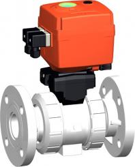 SYGEF Standard Kugelhahn Typ 127 100-230V Mit integrierter Handnotbetätigung Mit Festflanschen PVD 