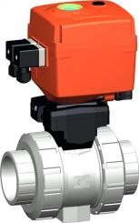 Kugelhahn Typ 127 PVC-C 100-230V Mit integrierter Handnotbetätigung Mit Klebemuffen metrisch 