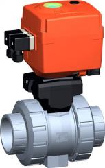 Kugelhahn Typ 127 ABS 100-230V Mit integrierter Handnotbetätigung Mit Klebemuffen metrisch 