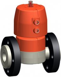 PROGEF Standard Membranventil Typ DIASTAR Ten FC (Federkraft schliessend) Mit Losflanschen PP-V metr 