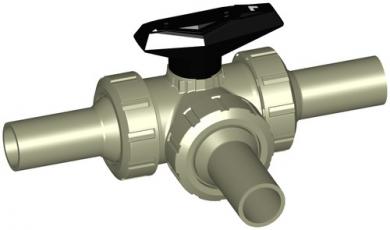 PROGEF Standard 3-Weg Kugelhahn Typ 543 Horizontal/L-Bohrung Mit Stumpfschweissstutzen lang SDR11 me 