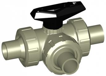 PROGEF Standard 3-Weg Kugelhahn Typ 543 Horizontal/L-Bohrung Mit Stumpfschweissstutzen IR-Plus SDR11 
