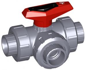 3-Weg Kugelhahn Typ 543 ABS Horizontal/T-Bohrung Mit Klebemuffen metrisch 