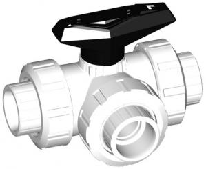 SYGEF Standard 3-Weg Kugelhahn Typ 543 Horizontal/L-Bohrung Mit Schweissmuffen metrisch 