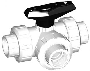 SYGEF Standard 3-Weg Kugelhahn Typ 543 Horizontal/L-Bohrung Mit Gewindemuffen NPT 