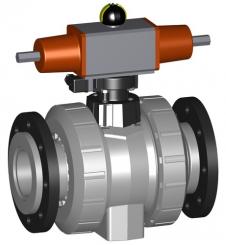 Kugelhahn Typ 230 PVC-C  FO (Federkraft öffnend) Ohne Handbetätigung Mit Losflanschen PP-St metrisch 