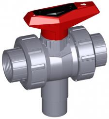 3-Weg Kugelhahn Typ 543 ABS Vertikal/L-Bohrung mit Gewindemuffen Rp 