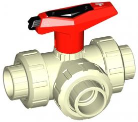 PROGEF Standard 3-Weg Kugelhahn Typ 543 Horizontal/T-Bohrung abschliessbar Mit Schweissmuffen metris 