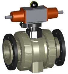 PROGEF Standard Kugelhahn Typ 231  FO (Federkraft öffnend) Ohne Handbetätigung Mit Losflanschen PP-S 
