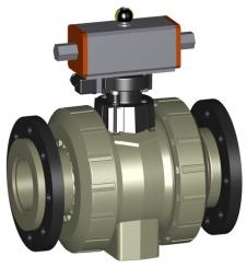 PROGEF Standard Kugelhahn Typ 231  DA (Doppelt wirkend) Ohne Handbetätigung Mit Losflanschen PP-St m 