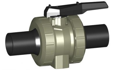 PROGEF Standard Kugelhahn Typ 546 Mit integrierter Befestigung Mit Stumpfschweissstutzen lang PE100 