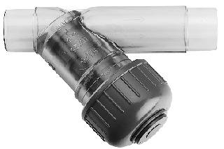 Schmutzfänger Typ 305 PVC-U Gehäuse transparent mit Klebestutzen metrisch 