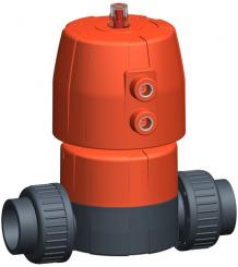 Membranventil Typ DIASTAR Ten PVC-U FC (Federkraft schliessend) Verschraubungen mit Klebemuffen 