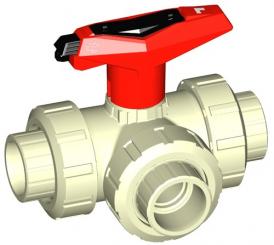 PROGEF Standard 3-Weg Kugelhahn Typ 543 Horizontal/L-Bohrung abschliessbar Mit Schweissmuffen metris 