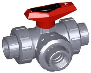 3-Weg Kugelhahn Typ 543 ABS Horizontal/L-Bohrung Mit Gewindemuffen Rp 