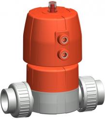 Membranventil Typ DIASTAR Ten PVC-C FC (Federkraft schliessend) Verschraubungen mit Klebemuffen metr 