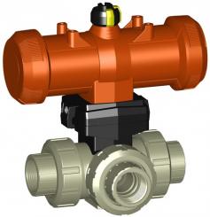 PROGEF Standard 3-Weg Kugelhahn Typ 286 Horizontal/L-Bohrung Ohne Handbetätigung Mit Gewindemuffen v 