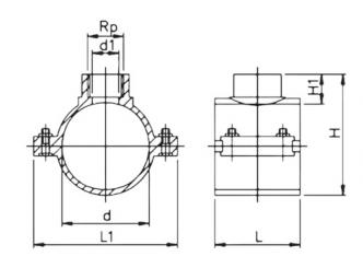 654 - Anschlussschelle mit Edelstahlverstärkungsring und verzinkt Schrauben (PN16) 