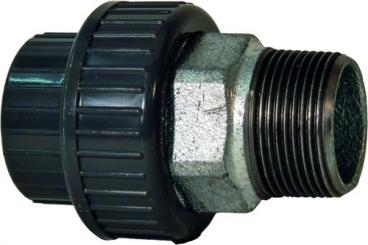 Übergangsverschraubung PVC-U/Temperguss galvanisiert mit Aussen Gewinde 