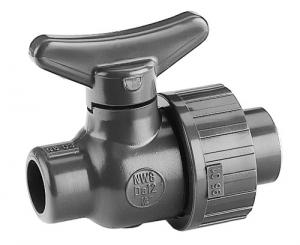 Laborkugelhahn Typ 322 PVC-U SF mit Klebemuffen metrisch 