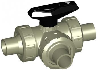 PROGEF Standard 3-Weg Kugelhahn Typ 543 Horizontal/T-Bohrung Mit Stumpfschweissstutzen IR-Plus SDR11 