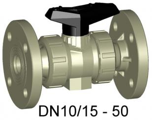 PROGEF Standard Kugelhahn Typ 546 Mit integrierter Befestigung Mit Festflanschen PP-H Dichtfläche ge 