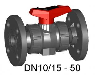 Kugelhahn Typ 546, PVC-U mit Festflanschen gerillt, PVC-U 