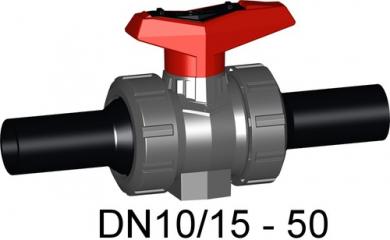Kugelhahn Typ 546 ABS Mit integrierter Befestigung Mit Stumpfschweissstutzen lang PE100 SDR11 metris 