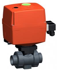 Kugelhahn Typ 179 PVC-U 24V Mit integrierter Handnotbetätigung Mit Klebemuffen metrisch 