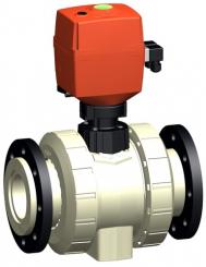 PROGREF Standard Kugelhahn Typ 180 100-230V Mit integrierter Handnotbetätigung Mit Losflanschen PP-S 