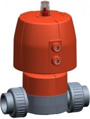 Membranventil Typ DIASTAR TenPlus ABS FC (Federkraft schliessend) Verschraubungen mit Klebemuffen me 