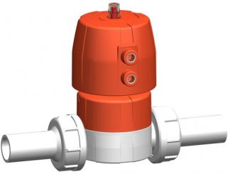 SYGEF Standard Membranventil Typ DIASTAR Ten FC (Federkraft schliessend) Verschraubungen mit Stumpfs 